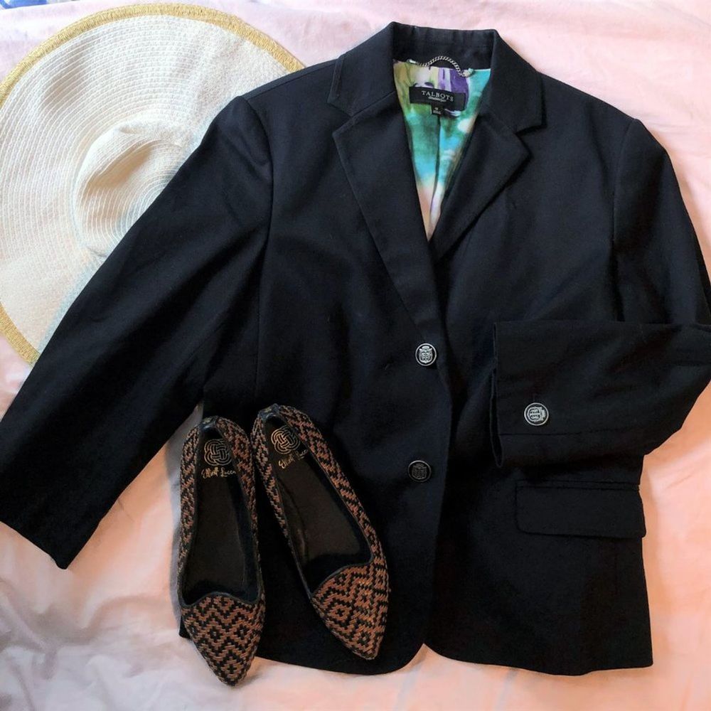Talbots Stretch Cotton 3/4 Sleeve Summer Blazer